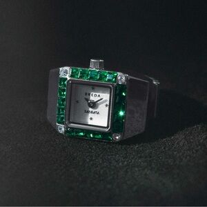 Breda x Dalmata Time Ring - Silver and Green